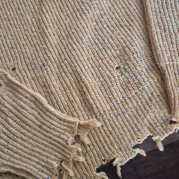 Zenana Distressed Mustard Yellow Zenana XL Sweater - Picture 6 of 6